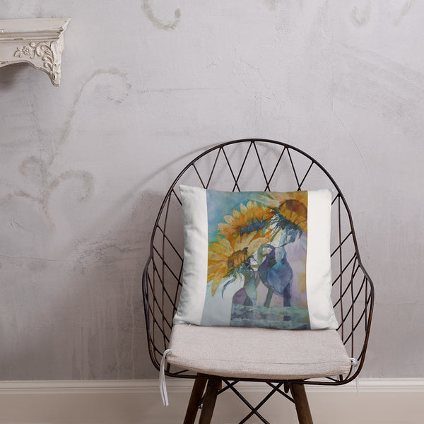 Sunflower Watercolour Print Pillow