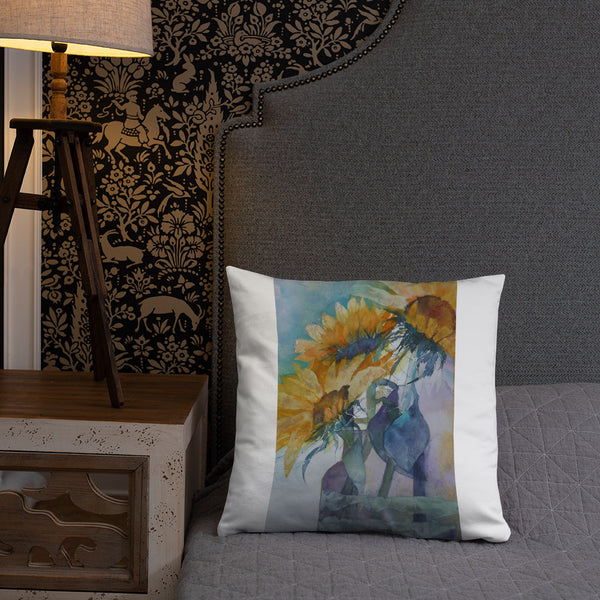 Sunflower Watercolour Print Pillow