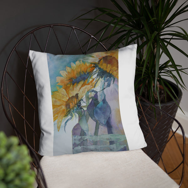 Sunflower Watercolour Print Pillow