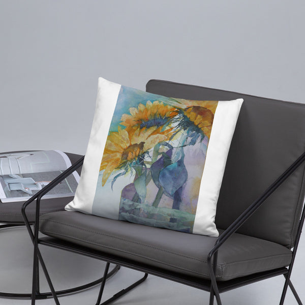 Sunflower Watercolour Print Pillow