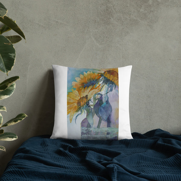 Sunflower Watercolour Print Pillow