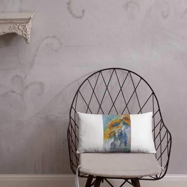 Sunflower Watercolour Print Pillow