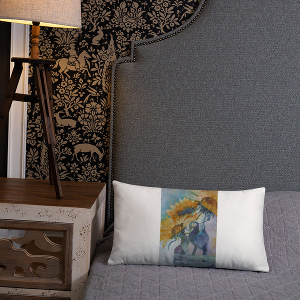 Sunflower Watercolour Print Pillow