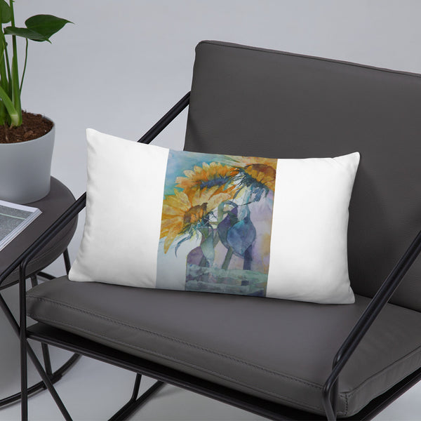Sunflower Watercolour Print Pillow