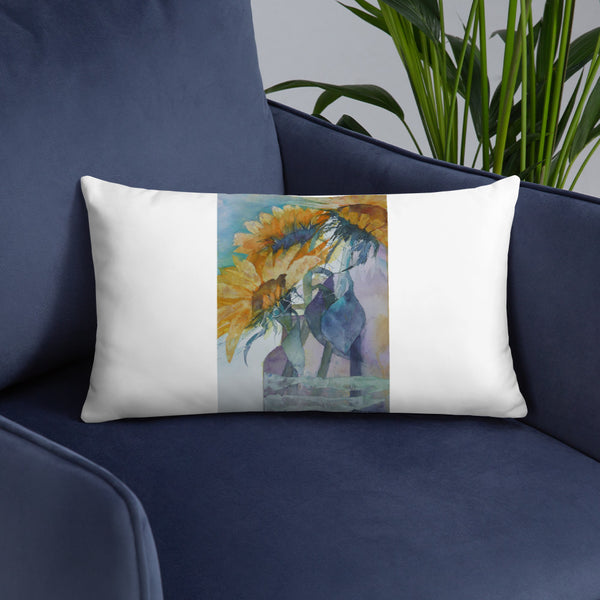 Sunflower Watercolour Print Pillow