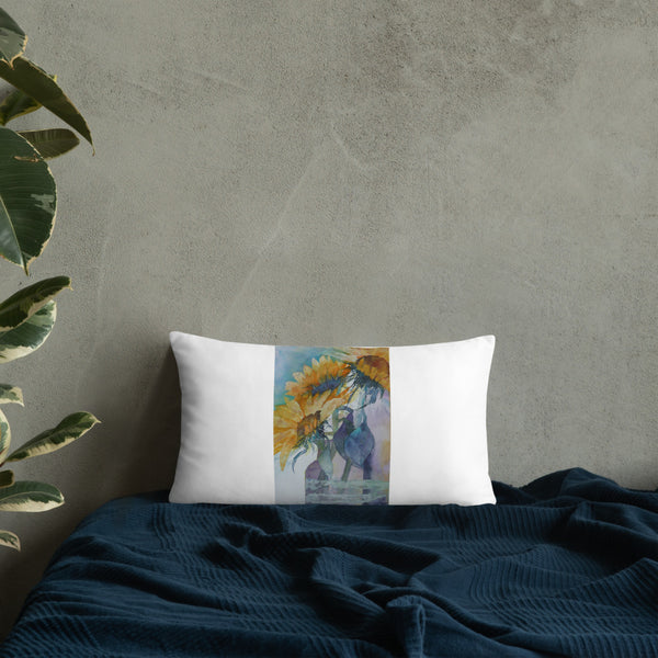 Sunflower Watercolour Print Pillow