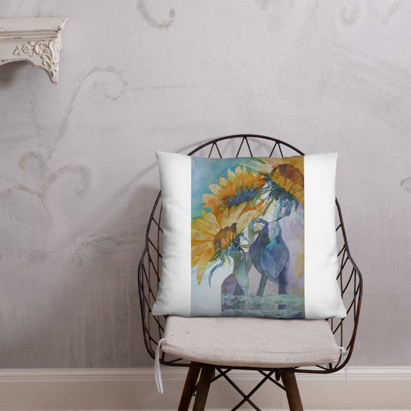 Sunflower Watercolour Print Pillow