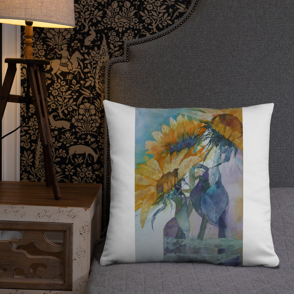 Sunflower Watercolour Print Pillow