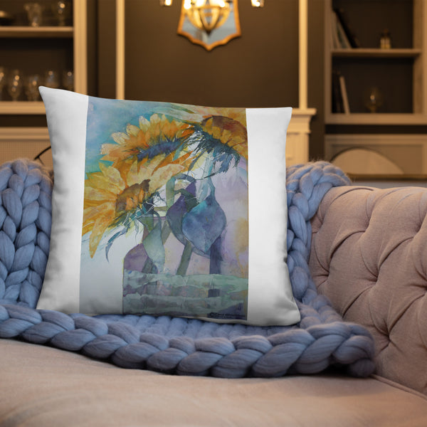 Sunflower Watercolour Print Pillow