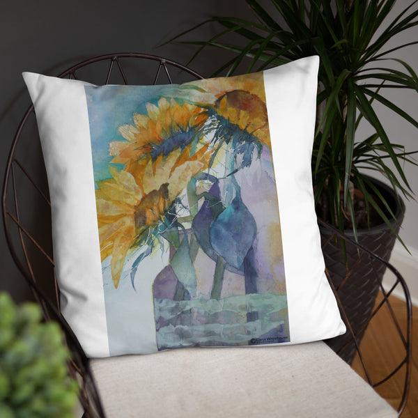 Sunflower Watercolour Print Pillow