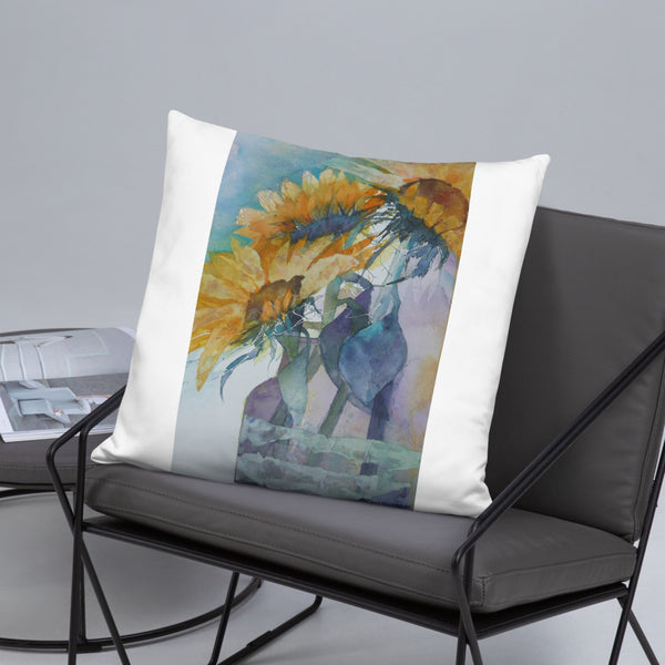 Sunflower Watercolour Print Pillow