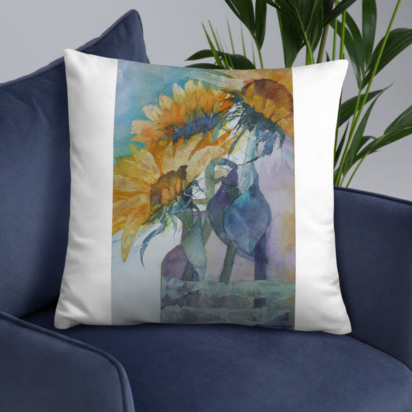 Sunflower Watercolour Print Pillow