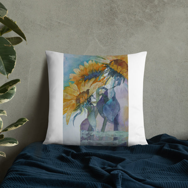 Sunflower Watercolour Print Pillow